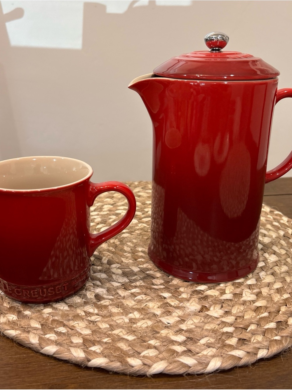 Le Creuset Red French Press and Matching Mug Set